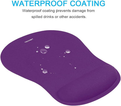 TECKNET Mouse Pad with Wrist Support, Ergonomic Gaming Mouse Pad Pain Relief, Portable Comfortable Mousepad for Computer, Laptop, Office, Home and Travel, Non-Slip Base, Waterproof Surface, Black