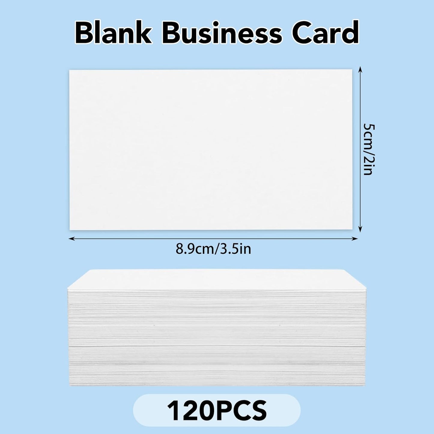 120 Pcs Blank Business Cards, 2x3.5in Small Index Cards, 350GSM Thick White Blank Note Cards for Business Study Index Invitation Playing