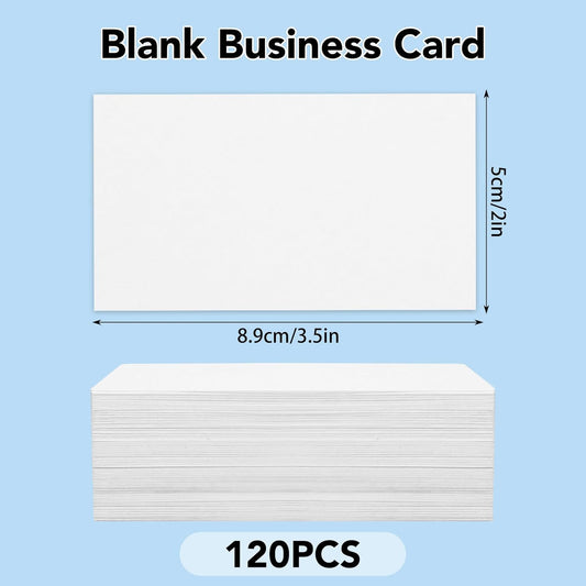 120 Pcs Blank Business Cards, 2x3.5in Small Index Cards, 350GSM Thick White Blank Note Cards for Business Study Index Invitation Playing