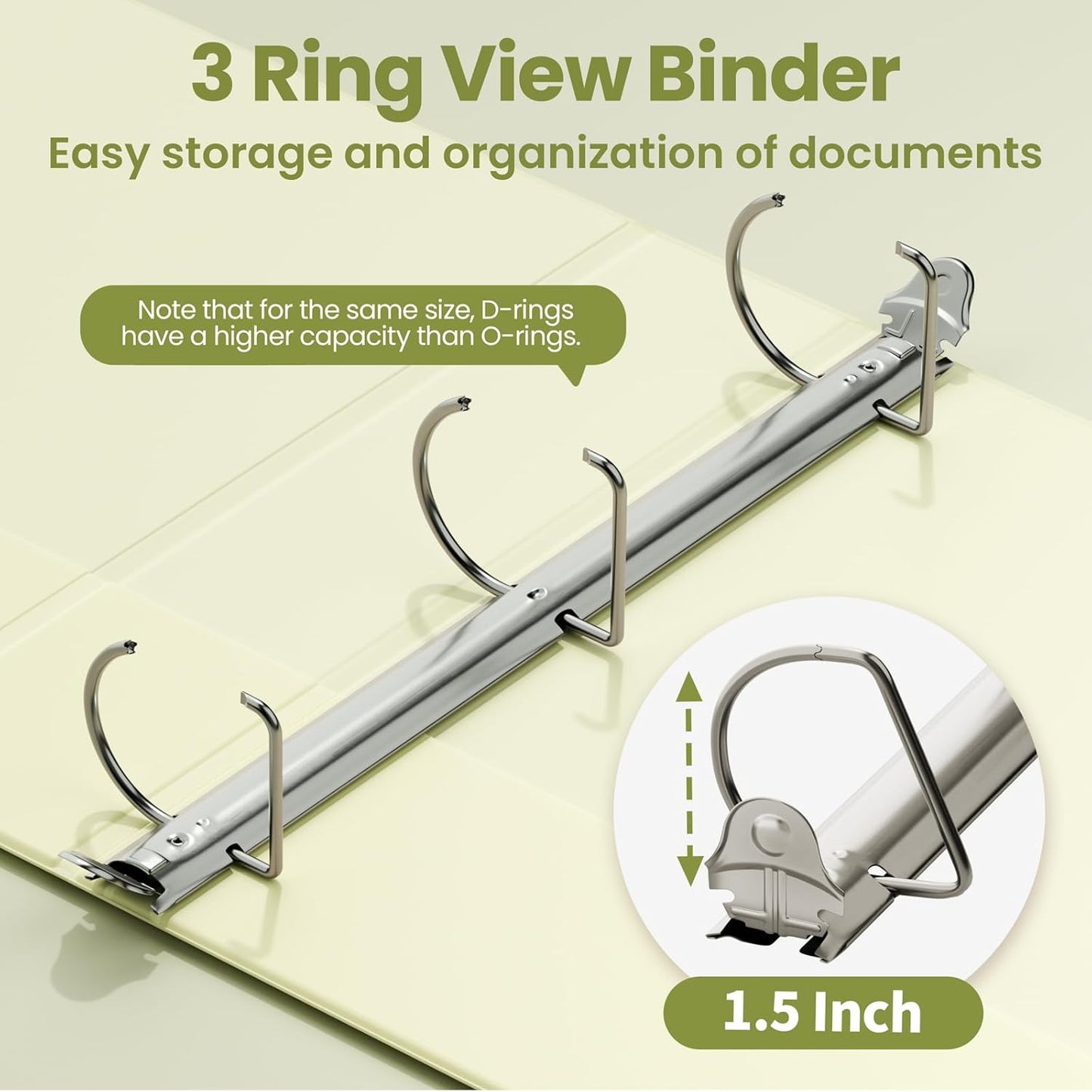SUNEE 3 Ring Binder 2 Inch, Clear View Binder Three Ring PVC-Free (Fit 8.5x11 Inches) for School or Office Supplies, Light Purple, 1 Pack