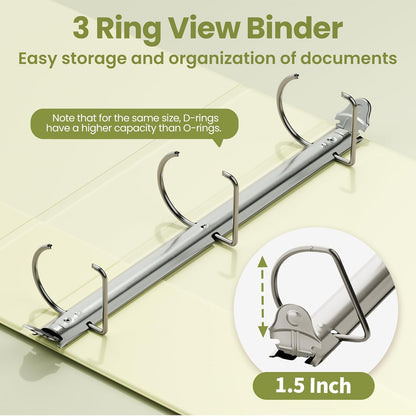 SUNEE 3 Ring Binder 2 Inch, Clear View Binder Three Ring PVC-Free (Fit 8.5x11 Inches) for School or Office Supplies, Light Purple, 1 Pack