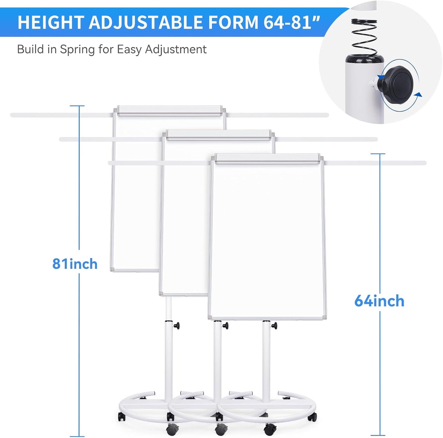 maxtek Mobile Dry Erase Board – 40x28 inches Magnetic Portable Whiteboard Stand Easel White Board Flipchart Easel Board with 25 Sheets Paper Pad for School Supplies