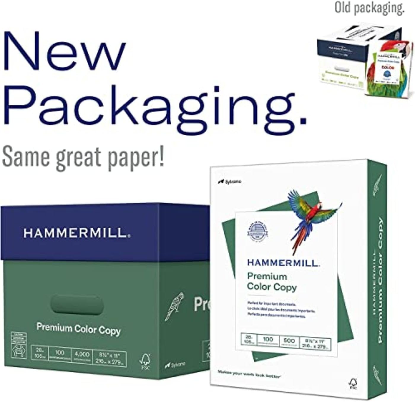 Hammermill Printer Paper, Premium Color 28 lb Copy Paper, 8.5 x 11-5 Ream (2,500 Sheets) - 100 Bright, Made in the USA, 102450C, White
