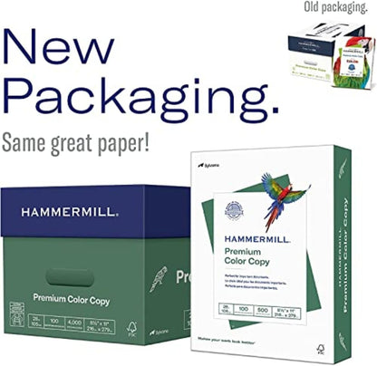 Hammermill Printer Paper, Premium Color 28 lb Copy Paper, 8.5 x 11-5 Ream (2,500 Sheets) - 100 Bright, Made in the USA, 102450C, White
