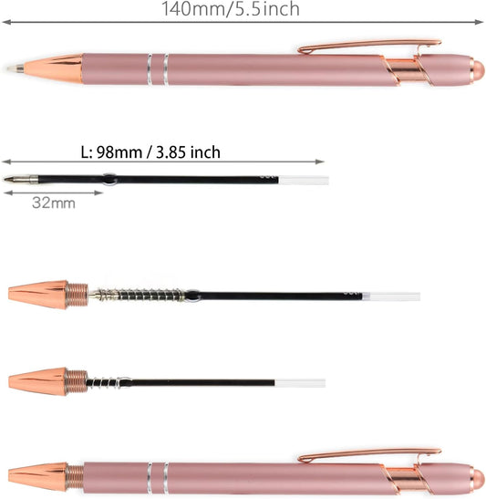 MengRan 3.85'' Ballpoint Ink Pen Refills for Click Pens, 1 mm Medium Point Tip, (Refills-Black ink-10Pcs)