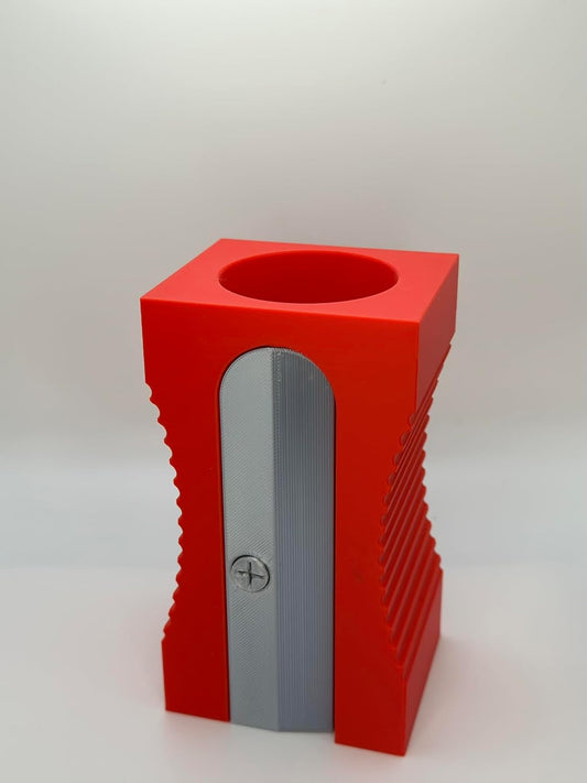 Retro Pencil Sharpener Pen Holder – Stylish Desktop Organizer in Vintage Pencil Sharpener Design – Multi-Color Options – Fun Office or Home Décor (Cherry Red)