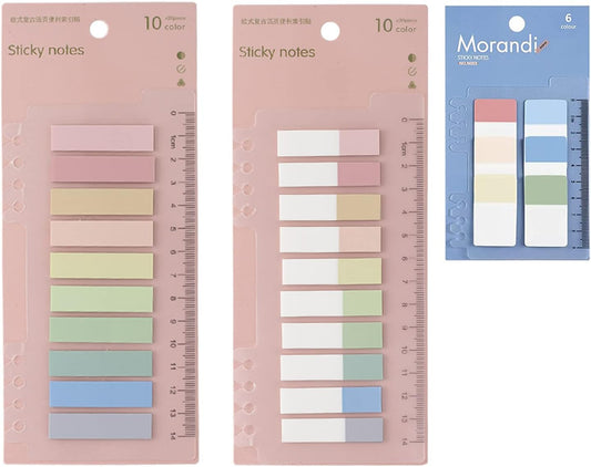 1200 Pcs Morandi Sticky Tabs, Book Tabs for Annotating Books, 60 Colors Aesthetic Index Tabs, Writable Page Markers Flags with Ruler for Notebooks