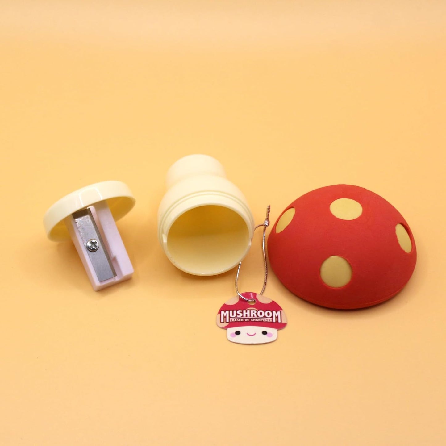 Limited Edition Mushroom Eraser and Pencil Sharpener (RED Cap W/Yellow DOTS)