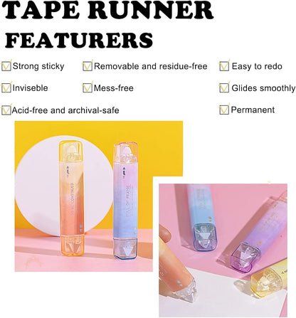 2 in 1 Correction Tape and Double Sided Tape Roller, Cute Quick Dry Japan Correction Tape, with Adhesive Tape Runner,for School Office supplies