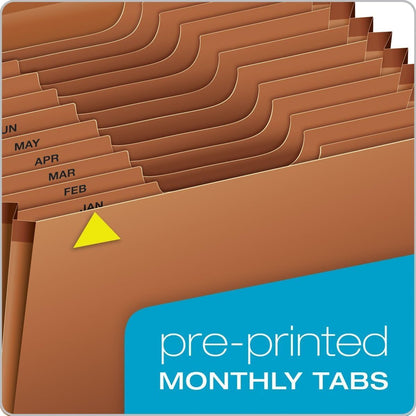 Pendaflex Heavy Duty Expanding File with Flap, Document Organizer for School, Home and Office, Portable File Organization, 12 Monthly Pockets, 1/3 Cut Tabs, Brown, Letter Size (R117MLHD)