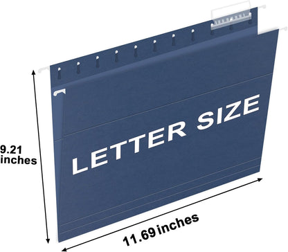 HERKKA Hanging File Folders, 60 Pack Reinforced Letter Size Hanging Folders, Designed for Bulky Files, Filing Cabinet, 1/5-Cut Adjustable Tabs (Black)