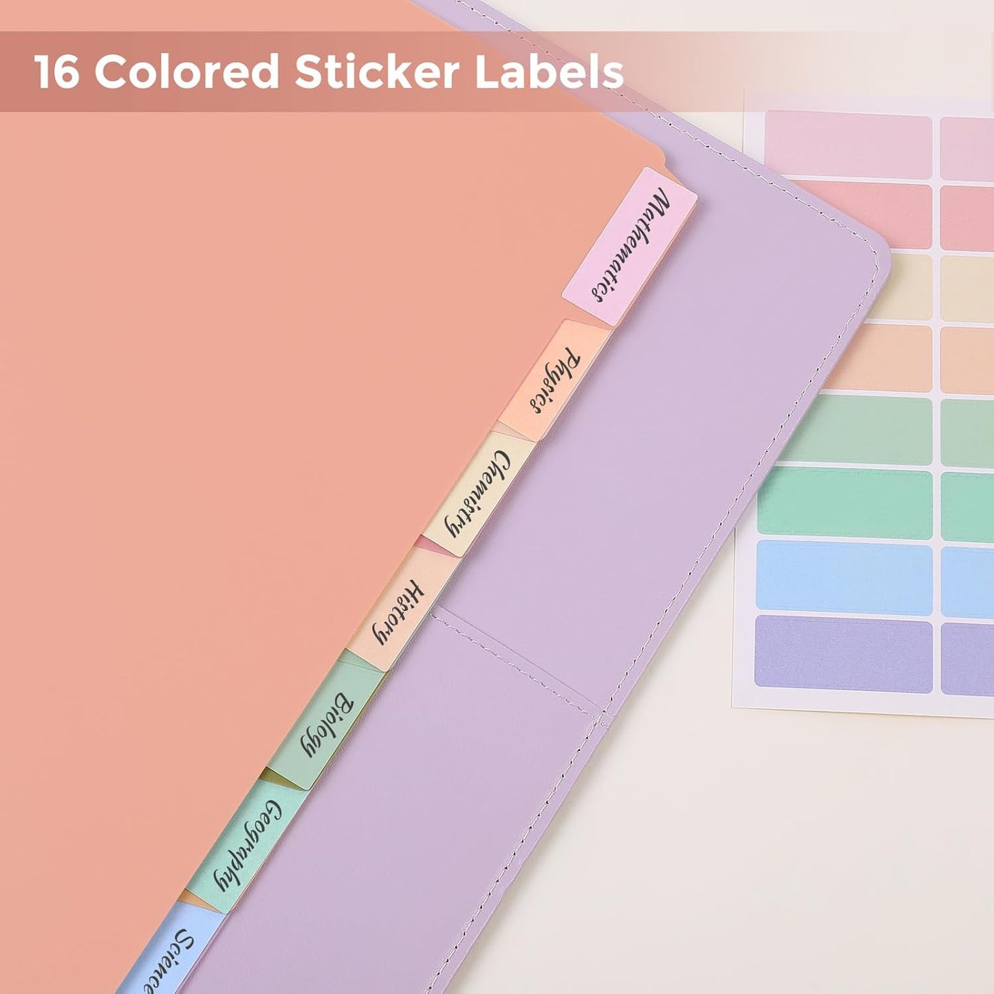 SKYDUE 8 Tab Durable Plastic Dividers, Big Tab Dividers for 3 Ring Binder, Letter Size,Write & Erase Binder Dividers with Tabs, with Sticker Labels, 1 Set, Aesthetic Pastels Binder Dividers