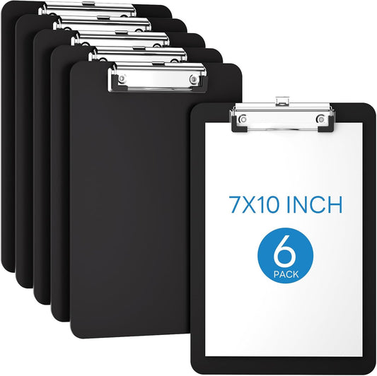 Plastic Small Clipboard, Size 7 x 10, A5 Mini Clear Clip Board for Classroom, Students, Teacher, Nurse, with Low Profile Clip, Office & School Supplies