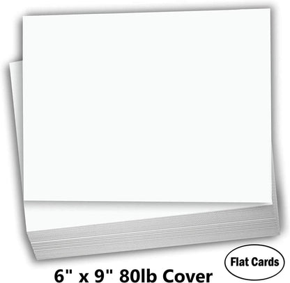 Hamilco Blank Index Cards 6" x 9" Heavyweight Card Stock 80lb Cover White Cardstock Paper - 100 Pack