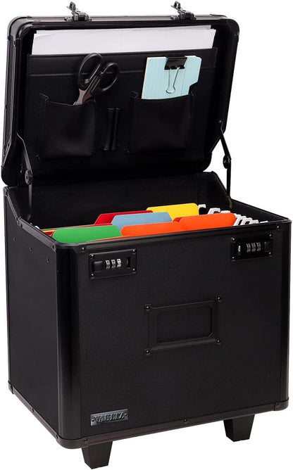Vaultz Locking Mobile File Chest, Letter/Legal Files, 17.5" X 15.5" X 14.5", Black