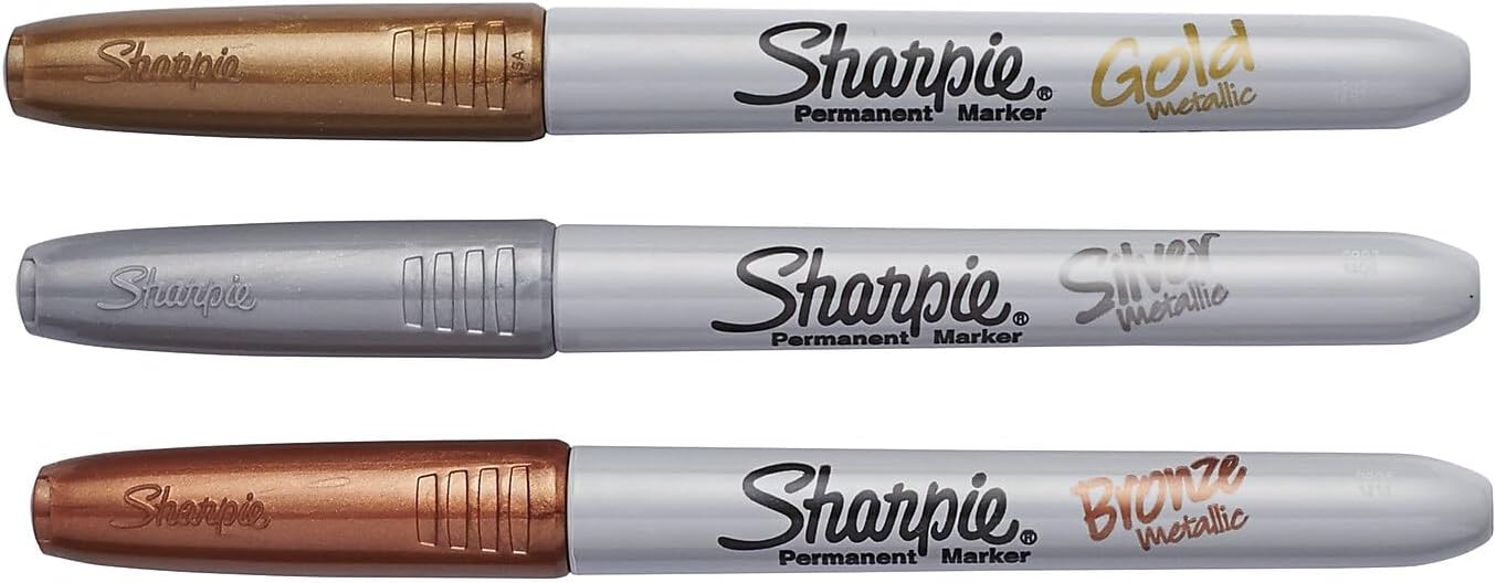Sharpie - Fine Point Metallic Permanent Markers - Silver/Gold/Bronze (1-Pack of 4)