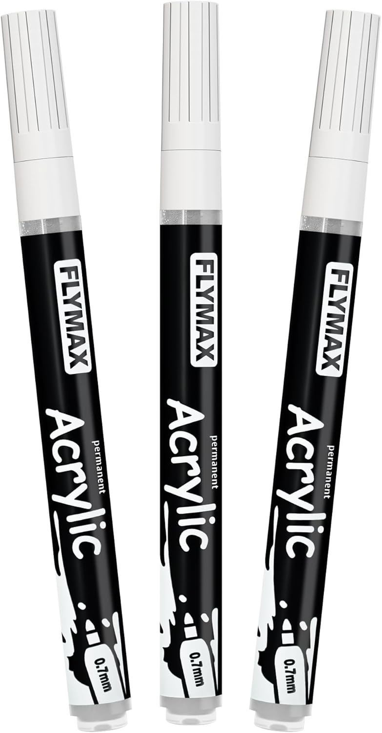 FLYMAX Gold Marker Paint Pens - Permanent Marker Pens Gold Acrylic Paint Water-Based 0.7mm Fine Tip Waterproof Quick-Drying (3 in 1Pack)