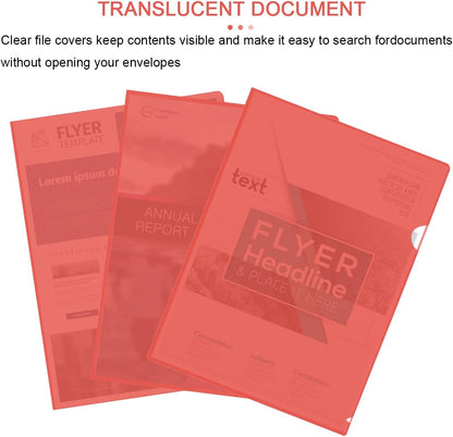 30 PCS A4 Plastic Folder, Clear Document Folder, Transparent File Pocket Project Report Covers Suitable for School Office Use(Green)