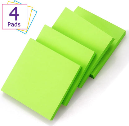 Sticky Notes 3x3 Self-Stick Notes Bright Colors Sticky Notes 4 Pads 100 Sheets/Pad (Yellow)
