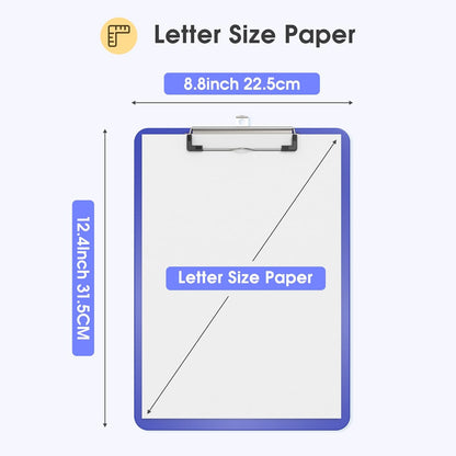 Plastic Clipboards 2 Pack, A4 Black Clip Board 8.5x11 for Classroom, Students, Kid, Woman, Size 9" x 12.5" with Low Profile Clip, Office & School Supply