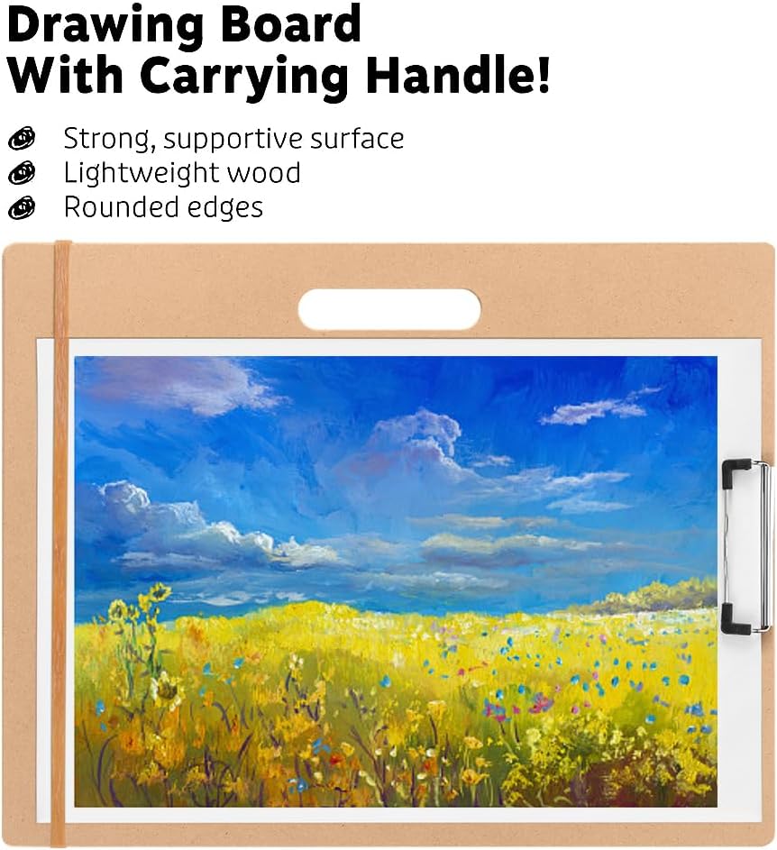 13" x 17" Artist Sketch Board with Handle - Portable Clipboard for Painting and Drawing, Art Supplies for Adults by TX Liteart