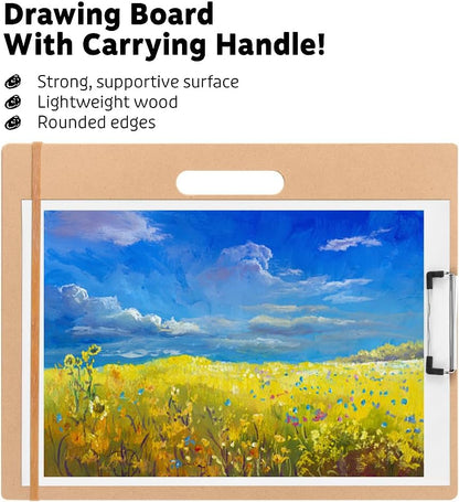 13" x 17" Artist Sketch Board with Handle - Portable Clipboard for Painting and Drawing, Art Supplies for Adults by TX Liteart
