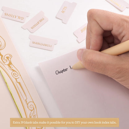 Laminated Bible Tabs, Gold Foil Embossed Lettering Bible Chapter Index Tabs for Women Men, Reposition Large Print Sticky Labels, Easy to Read and Apply, 105Chapters Labels for Easy Navigation (Black)