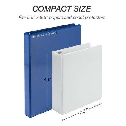 Samsill Economy 3 Ring Mini Binder, 1-Inch Round Ring Binder, Holds 100 Sheets, Black, 6 Pack (MP32300)