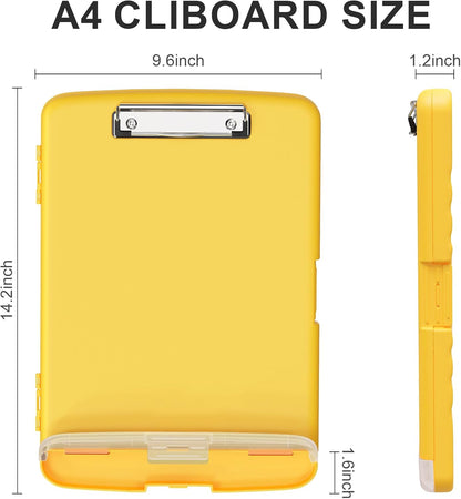Plastic Clipboard with Storage, 8.5 x 11 Storage Organization Box Side-Opening, Heavy Duty Clip Board with Pen Holder and Paper Folder for Nurses, Teachers, Office & School Supply, Orange