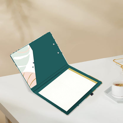 Hongri Clipboard Folio with Refillable Lined Notepad and Interior Storage Pocket for Students, Classroom, Office, Women, Man, Cute Custom Pattern, Size 12.8 x 9.2 in, Classic Flower