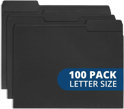 File Folder, 1/3 Cut Tab, Letter Size, Yellow, Great for Organizing and Easy File Storage, 100 Per Box