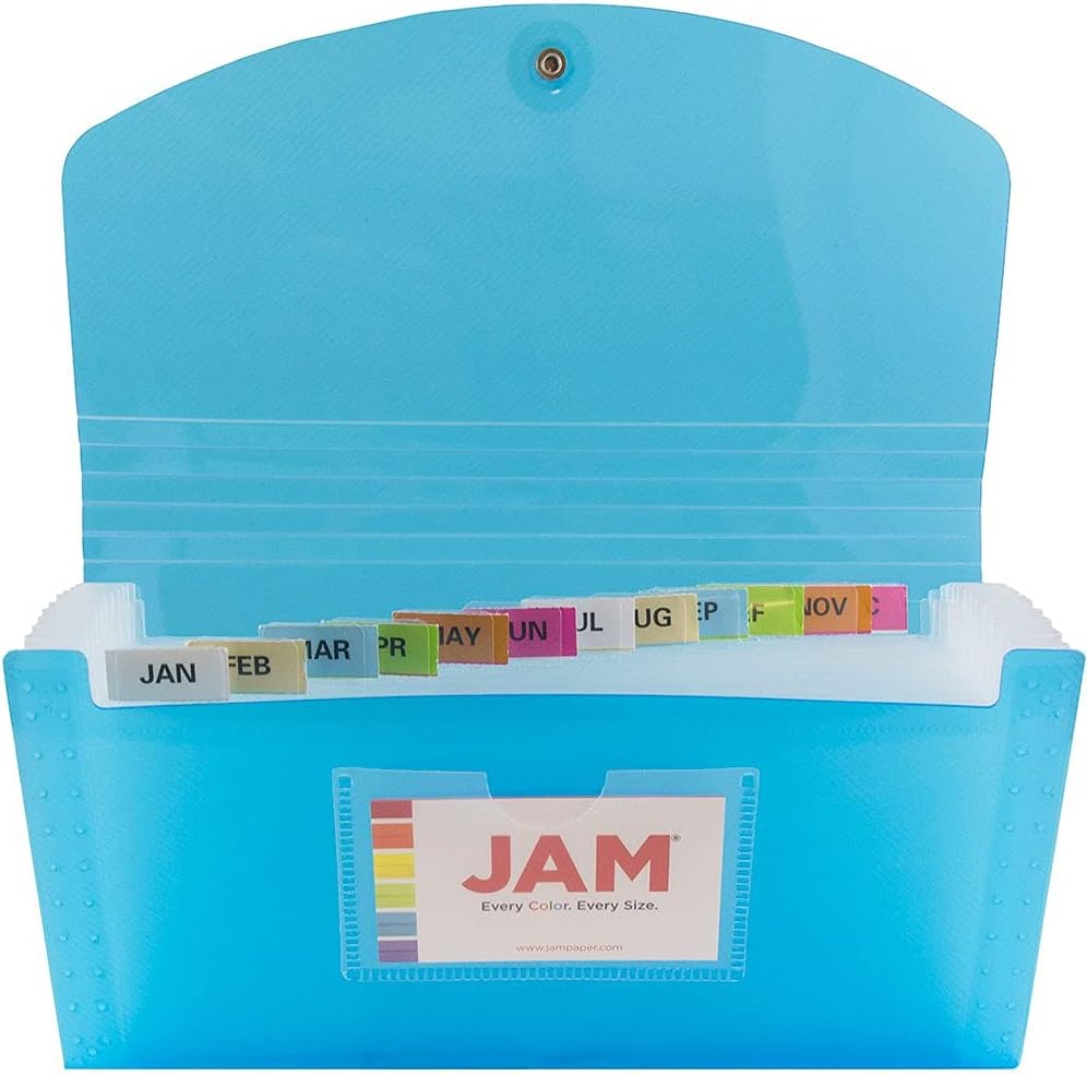 JAM Paper Accordion Folders - 13 Pocket Plastic Expanding File - Legal Size - 10 x 15 - Red - Sold Individually