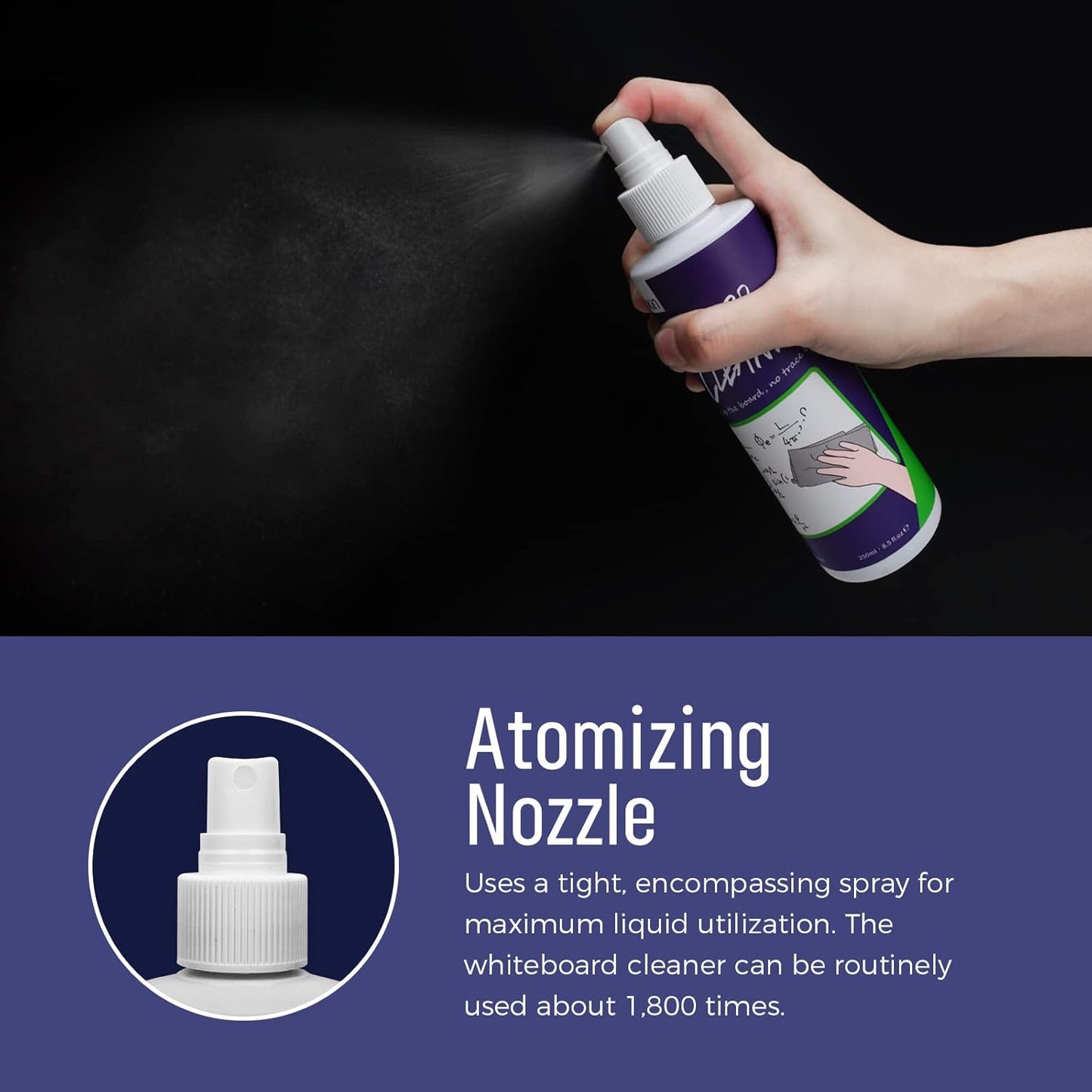 loukin Non-Toxic Whiteboard Cleaner, 8.5 fl oz Dry Erase Board Cleaner, Whiteboard Cleaning Spray with Cloth, Removes Stubborn Marks from Whiteboards