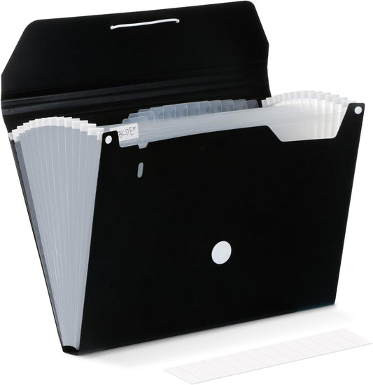 Comix Accordion File Organizer, 13 Pocket Expanding File Floder with Labels for A4/Letter Size Documents, Accordion File Folder for Office, Home, School（Purple）
