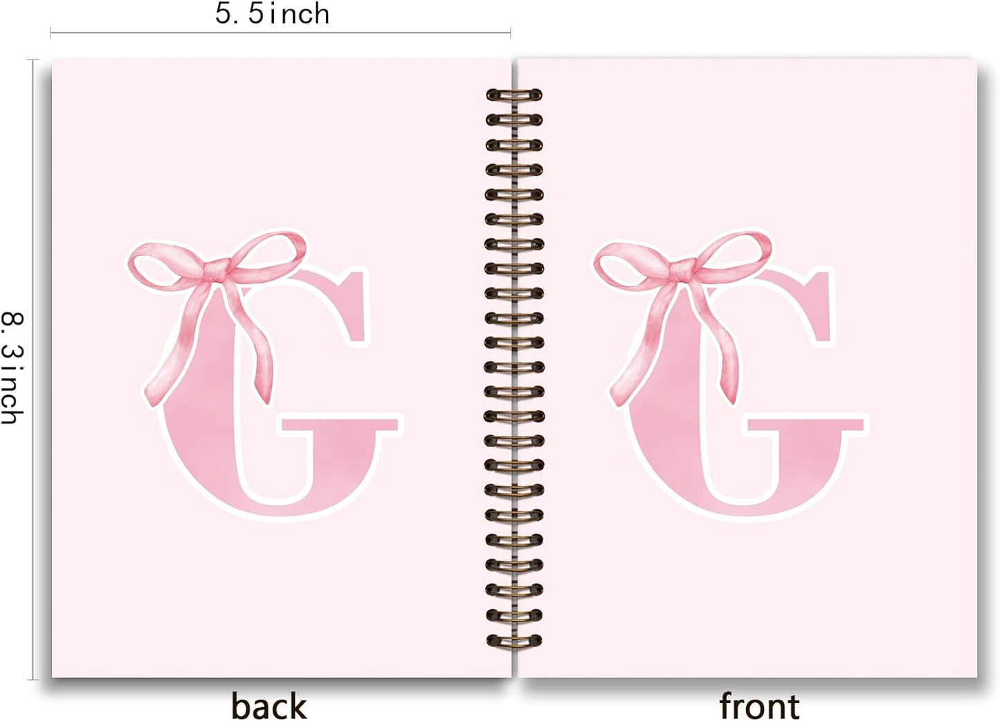 Blue Bow Journal Notebook for Girls,Initial H Journals Personalized Diary Gifts for Teen Girl Kids,Monogrammed Gifts for Women,Trendy Coquette Cute Hardcover Spiral Notebook 5.5 x 8.3 - Colors A