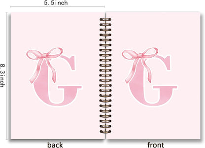 Blue Bow Journal Notebook for Girls,Initial H Journals Personalized Diary Gifts for Teen Girl Kids,Monogrammed Gifts for Women,Trendy Coquette Cute Hardcover Spiral Notebook 5.5 x 8.3 - Colors A