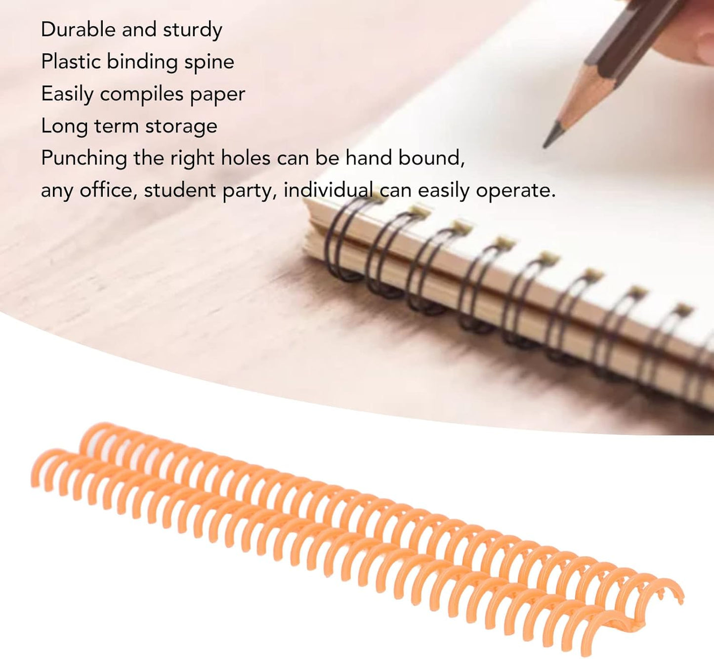 10 Pcs 15mm/0.59 in Binding Coils 32 Loop Spine for Books, Plastic Binding Rings for Manual Binding Machine, Wire Coils for Report Covers, Documents, Presentations, DIY Projects(Black)