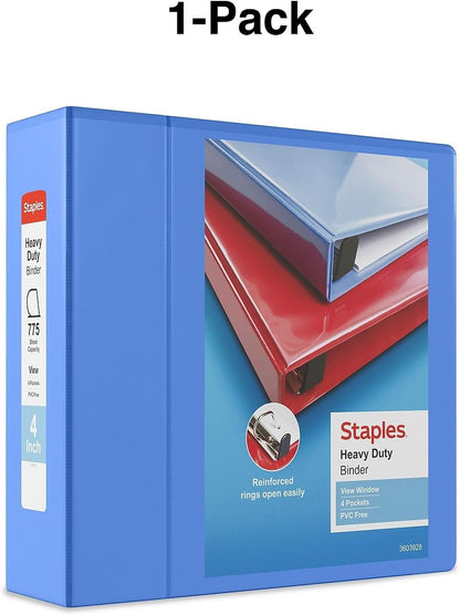 Staples Heavy-Duty 2-Inch D-Ring View Binder, Reinforced Spine, Holds Up to 450 Sheets, Gray, for Office & School