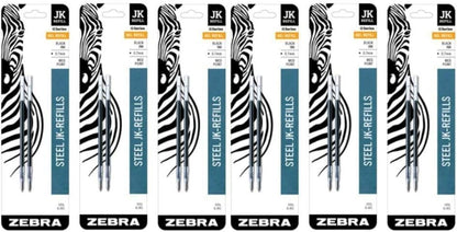 Zebra G-301 Stainless Steel Pen JK-Refill, Medium Point, 0.7mm, Black Ink, 2-Count (6 Pack)