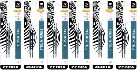 Zebra G-301 Stainless Steel Pen JK-Refill, Medium Point, 0.7mm, Black Ink, 2-Count (6 Pack)