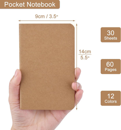 ZCZN 100 Pack Kraft Pocket Notebooks Bulk, 3.5 X 5.5 Inches Lined Paper Journaling Notebooks, 30 Sheets/60 Pages, Mini Journal Notebooks for Work, Writing, Traveler Memo Notepad(Black Cover)