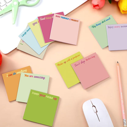 Yinder 48 Pcs Inspirational Sticky Notes Cute Motivational Sticky Notes Pad End of Year Employee Appreciation Gifts Bulk for Teacher Nurse Coworkers Office Supplies 3 x 3'' (Thank You,Dark Color)