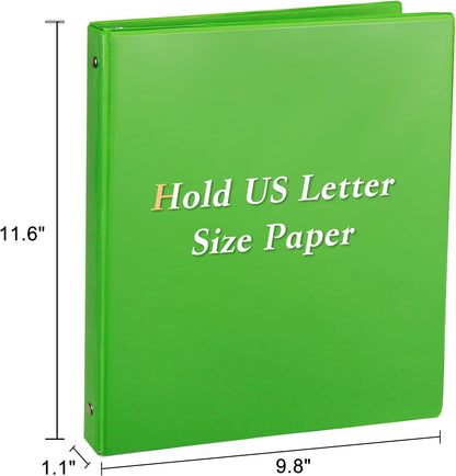 CIXILDTS 1-Inch Round Ring Binders, Standard 3 Ring Binder Fit Letter Size Paper, Presentation View Binders, 6 Packs, Assorted