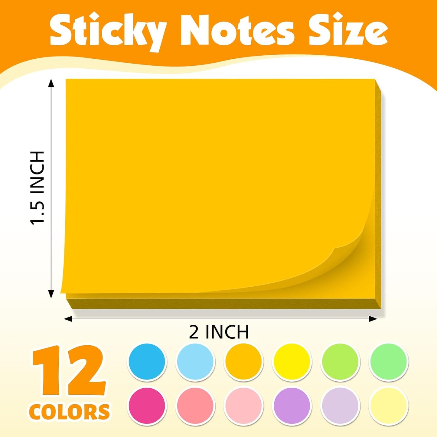 (60 Pack) Sticky Notes 1.5x2 Inches, 12 Bright Colors Self-Stick Note Pads Premium Mini Sticky Notes, Bulk Sticky Notes Pads for School, Office, Home