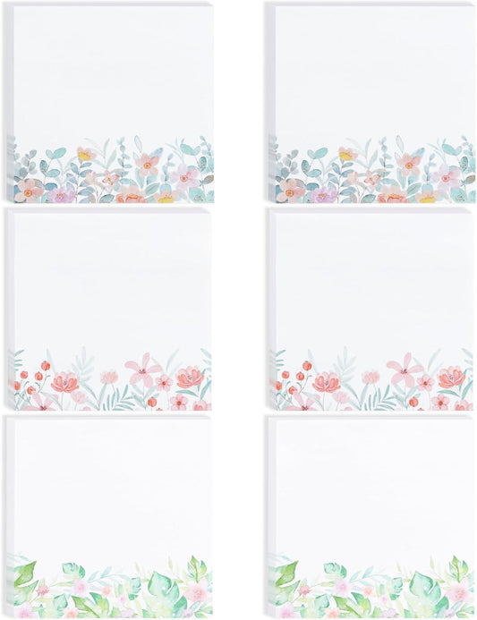 Mr. Pen- Wildflower Sticky Notes, 3"x3", 6 Pack, 300 Sheets, Untamed Flora Sticky Notes, Self-Stick Note Pads, Adorable Memo Pads for Journal, Planners, Office, School, Home, Stationery Gift