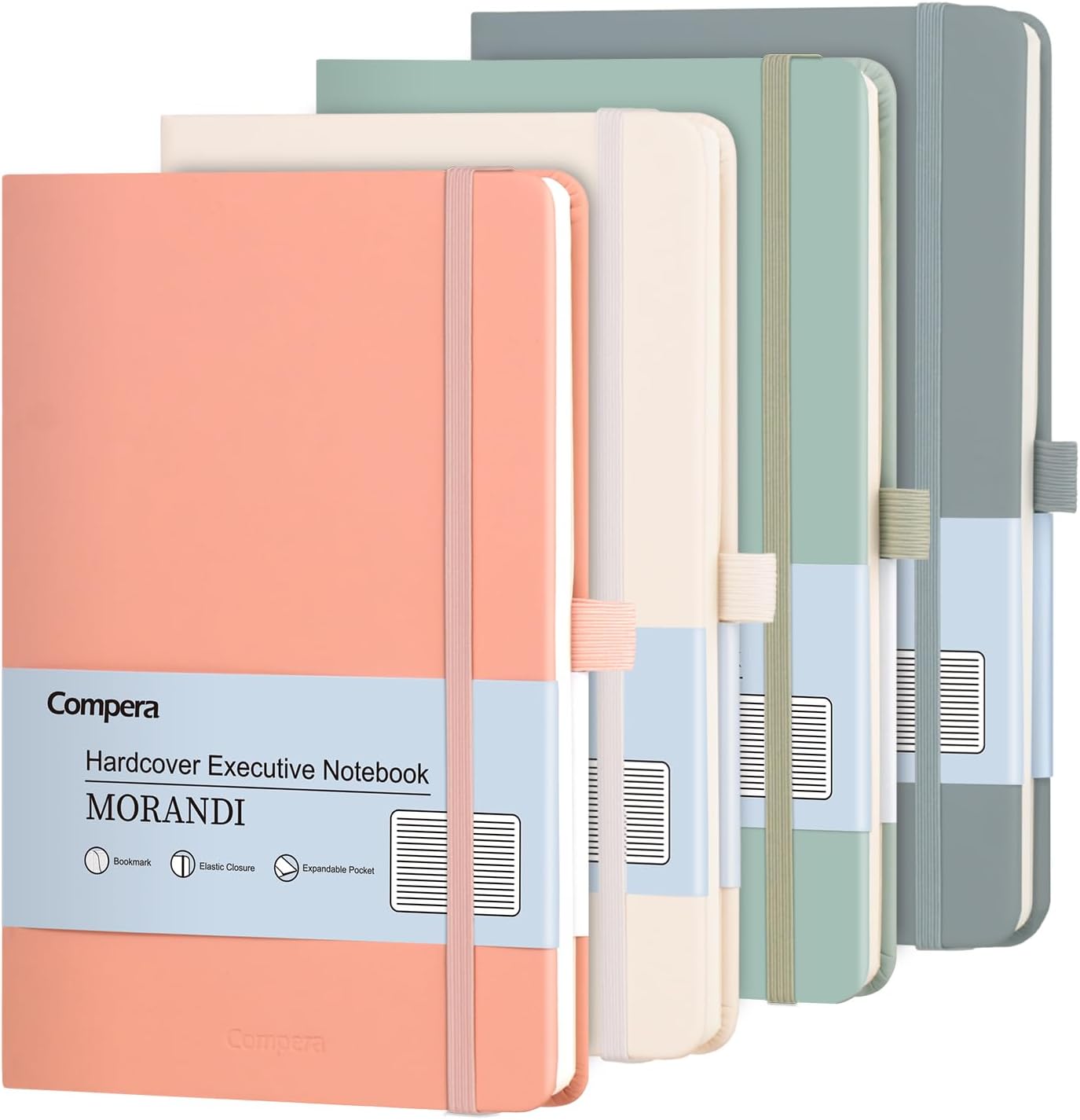 Comix 6 Pack Lined Journal Notebooks for Work, 240 Pages, 5.5"x8.3", Black, Hardcover, A5 Medium College Ruled, Journaling Notebooks for Notes-Taking, Fits for Office School Home