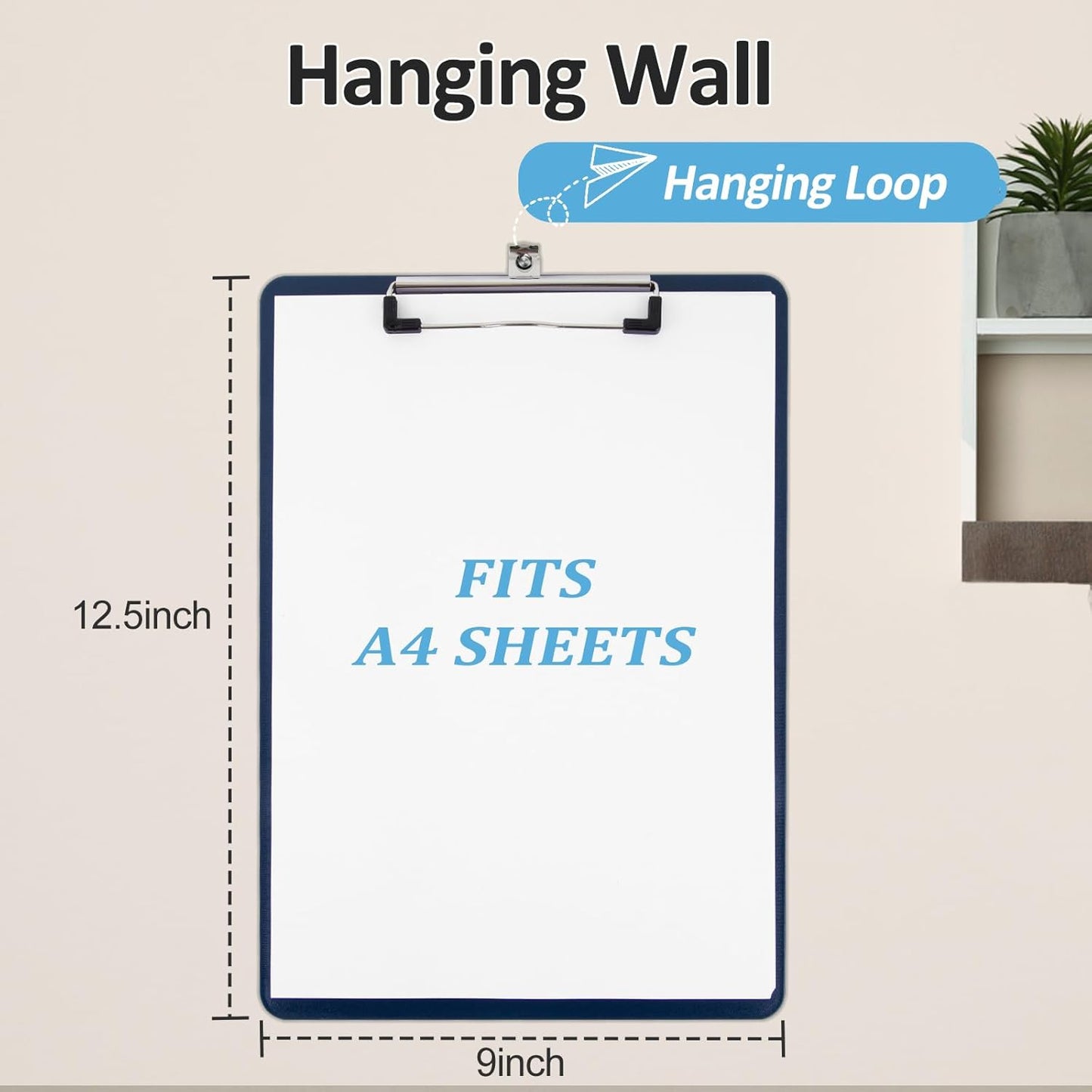 6 Pack Plastic Clipboards with Low Profile Clip, Hanging Clipboards Bulk, Clip Boards 8.5x11 Holds 100 Sheets, A4 Letter Size Clipboard for Teacher, Students, Kids, Classroom & Office