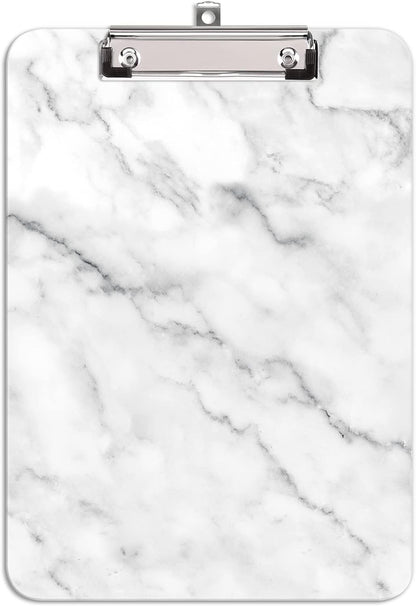Hongri Plastic Cute Clipboard, Letter Size for Students, Teacher, Woman and Kids, Low Profile Clip, Decorative Pattern, Size 9 x 12.5 in, Dream Marble