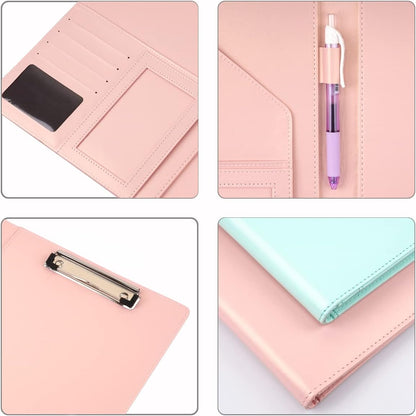 WAVEYU Resume Portfolio Folder, Padfolio Clipboard, Writing Portfolio Leather Clipboard with Cover for Legal Pad Holder Letter Size A4 for Business Conference Notepad Clip Boards, Purple