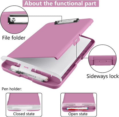 SFLHHDM Purple Clipboard, Clip Boards 8.5x11, Teacher Clipboards with Storage, Plastic Clipboard with Pen Holder, Clipboards Storage for Women Teachers Work, School & Office Supplies